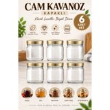 Lumiarte 6’lı Cam Kavanoz Seti 210 ml Metal Kapaklı Küçük Kavanoz Bebek Mama Reçel Bal Baharat Saklama Kavanozu