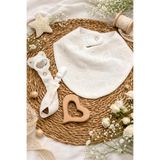LUMİBABY BUTİK %100 pamuk müslin,fisto kumaş mama önlüğü ve emzik askısı seti
