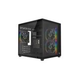 LUMID 750W 80 Plus Bronze M-ATX Temperli Camlı 3*12cm ARGB Fan Siyah Oyuncu Kasası