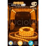 Lumidrive 1m Amber 12v Şerit Led Araç İçi Sıcak Turuncu Işık, Kesilebilir, Yapışkanlı, Kablolu