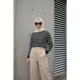 Lumieer Kadın Tesettür Çizgili Siyah Sweat Tunik