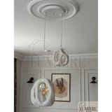 Lumiere Design Beehive Beton Görünümlü 2’li Sarkıt Avize – Iskandinav Bohem Tarz, Gün Işığı Ampul Dahil - Beyaz