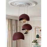 Lumiere Design Beton Görünümlü Iskandinav &bohem Tarz 3’lü Sarkıt Avize -Profesyonel Tasarım,gün Işığı Ampul Içerir - Bordo