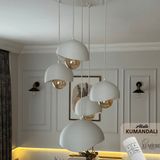 Lumiere Design Kumanda Kontrollü 5’li Beton Görünümlü Sarkıt Avize – Iskandinav & Bohem Tarz, Gün Işığı Ampul Dahil - Beyaz