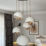 Lumiere Design Kumanda Kontrollü 5’li Beton Görünümlü Sarkıt Avize – Iskandinav & Bohem Tarz, Gün Işığı Ampul Dahil - Eskitme