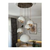 lumiere Design Kumanda Kontrollü 5’li Beton Görünümlü Sarkıt Avize – İskandinav & Bohem Tarz, Gün Işığı Ampul Dahil