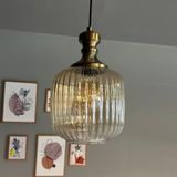 Lumina Cam Bal Rengi Tekli Avize Knob Tokmak Başlık Retro Sarkıt Lamba Restoran Salon Aydınlatma - Bal Cam