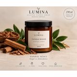 Lumina Sandal Huzuru – 500 cc Çift Fitilli Yoğun Kokulu Soya Wax Mum | Amber Cam - Sandal Ağacı Kokulu