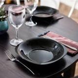 Lumınarc 6 'lı Siyah Yemek Tabağı Carine Black 6 Adet Siyah Çukur Yemek Tabağı 21 cm