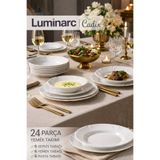 Luminarc Arcopal Cadix Beyaz 24 Parça 6 Kişilik Yemek Takımı.Çeyiz Seti.(SERVİS/YEMEK/PASTA/ÇORBA)Tabakları.