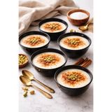 Luminarc Carine 6’lı Siyah Kase Seti | Tatlı-Sütlaç-Çorba-Meze-Kahvaltılık ve İkram İçin Sunum Kasesi 12CM