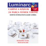 Luminarc Carine Temperli Beyaz 24 Parça Yemek Takımı SERVİS-YEMEK-PASTA- ÇORBA 27-21-19-14cm