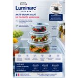 Luminarc Pure Box Active/420 ML/670 ML/920 ML(2 LİTRE)-3 Boy/3 Adet Yuvarlak Cam Buzdolabı Saklama Kabı/Sızdırmaz Kilitli Kapaklı/Aktiv Buhar Valfi.