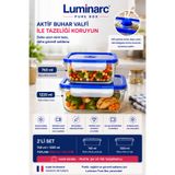 Luminarc Pure Box Active/760 ML/1220 ML/(2 LİTRE)-2 Boy/2 Adet Kare Cam Buzdolabı Saklama Kabı/Sızdırmaz Kilitli Kapaklı/Aktiv Buhar Valfi.