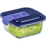 Luminarc Temp Easy Kare Mavi Kapak Saklama Kabı 380 ml