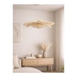 luminart Bohem Rattan Hasır Avize 50 cm Doğal Bambu Salon Oturma Odası Dekoratif Tavan Lambası