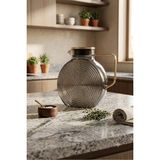 Lumindra Borosilikat Cam Füme Salyangoz Desenli Sürahi 2500 ml Buzdolabı Kapağına Uygun - 2,5 lt
