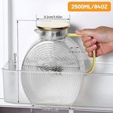 Lumindra Borosilikat Cam Şeffaf Salyangoz Desenli Sürahi 2500 ml Buzdolabı Kapağına Uygun - 2,5 lt