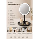 Lumindra LED Işıklı Dokunmatik Masa Üstü Makyaj Aynası Yuvarlak - --