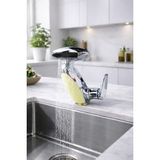 Lumindra LED Işıklı Penguen Lavabo Bataryası - Uzatılabilir Spiralli Şelale Akışlı Krom Banyo Musluğu