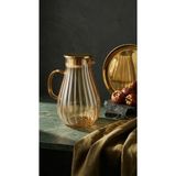 Lumindra Modern Borosilikat Dilimli Cam Sürahi 1800 ml | Çay, Meyve Detoksu ve Soğuk Içecekler Için - Amber - 1,85 lt