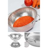 Lumindra Paslanmaz Çelik Makarna Süzgeci - 26 Cm Paslanmaz Kulplu Ayaklı Süzgeç - Kevgir