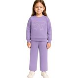 Lumino Kız Çocuk Taşlı Fiyonk Takım Lila – Sweat & Pantolon 3-8 Yaş - 4 - 5 Yaş