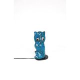 Luminocrafts El Yapımı Cam Mozaik Lamba, Baykuş Gece Lambası, Yoga Meditasyon Işığı, Bali El Yapımı Dekoratif Lamba, Lumino Owl Glass Mosaic Lamp (Blue)