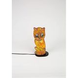 Luminocrafts El Yapımı Cam Mozaik Lamba, Baykuş Gece Lambası, Yoga Meditasyon Işığı, Bali El Yapımı Dekoratif Lamba, Lumino Owl Glass Mosaic Lamp (Orange)
