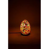 Luminocrafts El Yapımı Cam Mozaik Lamba, Egg(Yumurta) Gece Lambası, Yoga Meditasyon Işığı, Bali El Yapımı Dekoratif Lamba, Shiny Glass Mosaic Lamp (Easter)