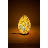 Luminocrafts El Yapımı Cam Mozaik Lamba, Egg(Yumurta) Gece Lambası, Yoga Meditasyon Işığı, Bali El Yapımı Dekoratif Lamba, Shiny Glass Mosaic Lamp (Timor)