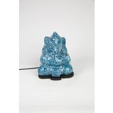 Luminocrafts El Yapımı Cam Mozaik Lamba, Fil Gece Lambası, Yoga Meditasyon Işığı, Bali El Yapımı Dekoratif Lamba (Blue)
