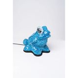 Luminocrafts El Yapımı Cam Mozaik Lamba, Kurbağa Gece Lambası, Yoga Meditasyon Işığı, Bali El Yapımı Dekoratif Lamba (Blue)