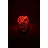 Luminocrafts El Yapımı Cam Mozaik Lamba, Kurukafa Gece Lambası, Yoga Meditasyon Işığı, Bali El Yapımı Dekoratif Lamba, Skull Lamp, Shiny Glass Mosaic Lamp (Red)