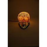 Luminocrafts El Yapımı Cam Mozaik Lamba, Kurukafa Gece Lambası, Yoga Meditasyon Işığı, Bali El Yapımı Dekoratif Lamba, Skull Lamp, Shiny Glass Mosaic Lamp (Sugar Flower)