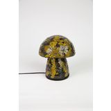 Luminocrafts El Yapımı Cam Mozaik Lamba, Mantar Gece Lambası, Yoga Meditasyon Işığı, Bali El Yapımı Dekoratif Lamba, Mushroom Lamp (Yellow&Black)