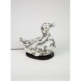 Luminocrafts El Yapımı Cam Mozaik Lamba, Yoga Meditasyon Gece Lambası, Bali El Yapımı Dekoratif Lamba, Çocuk odası gece lambası, ördek lamba (Black&White)