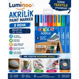 Luminoo Çok Amaçlı Akrilik Boya Kalemi 8 Renk Tekstil Seramik Taş Ahşap - Renkli