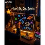 Luminoo LED Işıklı Yazı Çizim Tahtası Sihirli Çizim Tahtası 7 Keçeli Kalemli 20X30 Hayalet Tablet - Şeffaf