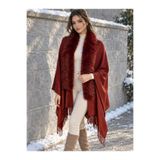 Luminos Butik Basic Bordo Kürklü Panço PNC18