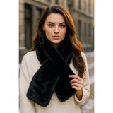Luminos Butik İthal Siyah Peluş Boyunluk - Yumuşak Ve Tüylü, Lüks Dokulu Premium Atkı Byn01-1