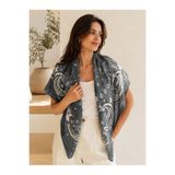 Luminos Butik Kadın Antrasit Pamuk Kujten 90x90 Fular Şal FLR4000