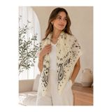 Luminos Butik Kadın Bej Pamuk Kujten 90x90 Fular Şal FLR4000