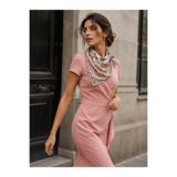 Luminos Butik Kadın Bej Şal Desenli Pamuk 70x70 Ithal Fular FLR6013
