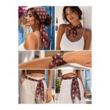 Luminos Butik Kadın Kiremit Çiçek Desenli Pamuk 70x70 Ithal Fular FLR6021