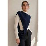 Luminos Butik Kadın Lacivert Triko Boyundan Geçmeli Asimetrik Omuz Şalı SAL1317