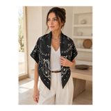 Luminos Butik Kadın Siyah Pamuk Kujten 90x90 Fular Şal FLR4000