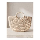 Luminos Butik Spiral Desenli Camel Sepet Hasır Çanta 24x35 CNT1062