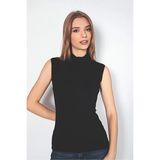 Luminur Kadın Sıfır Kol Boğazı Balıkçı Yaka Body Badi Siyah Beyaz - L - XL