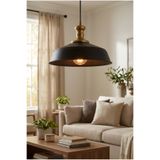 LUMINZO Artem Bohem Metal Eskitme Aksesuar Siyah Metal Sarkıt 35 Cm Avize Yemek Masası Üstü Salon Aydınlatma